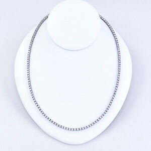 Vintage Sterling Silver 925 3mm Cubic Zirconia Tennis Necklace 20”